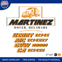 Load image into Gallery viewer, Truck Door Decal With USDOT, MV, GVW, CA
