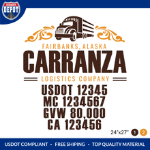 Load image into Gallery viewer, Truck Door Decal With USDOT, MC, GVW, CA