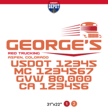 Load image into Gallery viewer, truck door decal with USDOT, MC, GVW, CA