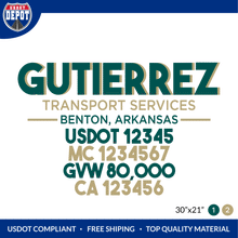 Load image into Gallery viewer, Truck Door Decal With USDOT, MC, GVW, CA