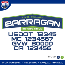 Load image into Gallery viewer, Truck Door Decal With USDOT, MC, GVW, CA