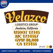 Load image into Gallery viewer, Truck Door Decal With USDOT, MC, GVW, CA