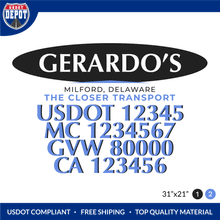 Load image into Gallery viewer, Truck Door Decal With USDOT, MC, GVW, CA