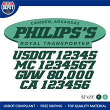 Load image into Gallery viewer, Truck Door Decal With USDOT, MC, GVW, CA