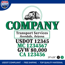 Load image into Gallery viewer, Truck Door Decal With USDOT, MC, GVW, CA