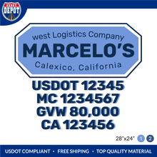 Load image into Gallery viewer, Truck Door Decal With USDOT, MC, GVW, CA