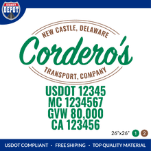 Load image into Gallery viewer, Truck Door Decal With USDOT, MC, GVW, CA