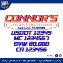 Load image into Gallery viewer, Truck Door Decal With USDOT, MC, GVW, CA