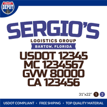 Load image into Gallery viewer, Truck Door Decal With USDOT, MC, GVW, CA