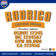 Load image into Gallery viewer, Truck Door Decal With USDOT, MC, GVW, CA