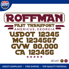 Load image into Gallery viewer, Truck Door Decal With USDOT, MC, GVW, CA