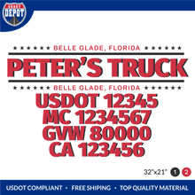 Load image into Gallery viewer, Truck Door Decal With USDOT, MC, GVW, CA