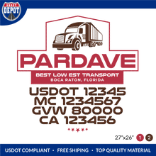 Load image into Gallery viewer, Truck Door Decal With USDOT, MC, GVW, CA