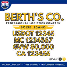 Load image into Gallery viewer, Truck Door Decal With USDOT, MC, GVW, CA