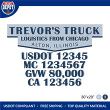 Load image into Gallery viewer, Truck Door Decal With USDOT, MC, GVW, CA