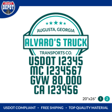 Load image into Gallery viewer, Truck Door Decal With USDOT, MC, GVW, CA