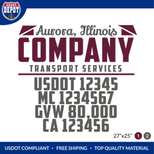 Load image into Gallery viewer, Truck Door Decal With USDOT, MC, GVW, CA