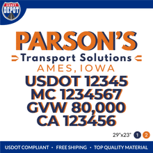 Load image into Gallery viewer, Truck Door Decal With USDOT, MC, GVW, CA