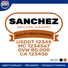 Load image into Gallery viewer, Truck Door Decal With USDOT, MC, GVW, CA