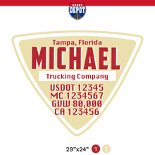 Load image into Gallery viewer, truck door decal with USDOT, MC, GVW, CA