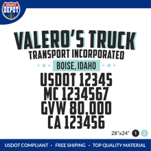 Load image into Gallery viewer, Truck Door Decal With USDOT, MC, GVW, CA