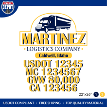 Load image into Gallery viewer, Truck Door Decal With USDOT, MC, GVW, CA