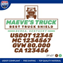 Load image into Gallery viewer, Truck Door Decal With USDOT, MC, GVW, CA