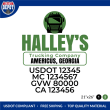 Load image into Gallery viewer, Truck Door Decal With USDOT, MC, GVW, CA