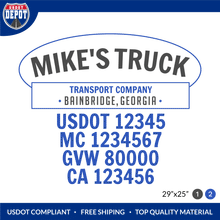 Load image into Gallery viewer, Truck Door Decal With USDOT, MC, GVW, CA