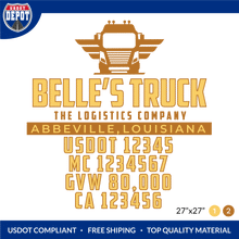 Load image into Gallery viewer, Truck Door Decal With USDOT, MC, GVW, CA