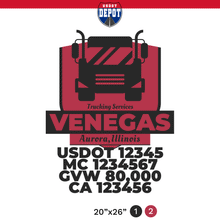 Load image into Gallery viewer, truck door decal with USDOT, MC, GVW, CA