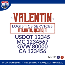 Load image into Gallery viewer, Truck Door Decal With USDOT, MC, GVW, CA
