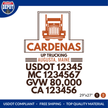 Load image into Gallery viewer, Truck Door Decal With USDOT, MC, GVW, CA