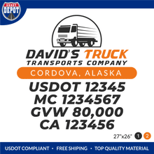Load image into Gallery viewer, Truck Door Decal With USDOT, MC, GVW, CA