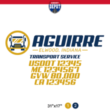 Load image into Gallery viewer, truck door decal with USDOT, MC, GVW, CA