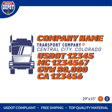 Load image into Gallery viewer, Truck Door Decal With USDOT, MC, GVW, CA