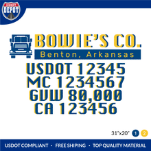 Load image into Gallery viewer, Truck Door Decal With USDOT, MC, GVW, CA