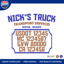 Load image into Gallery viewer, Truck Door Decal With USDOT, MC, GVW, CA