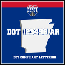 Load image into Gallery viewer, USDOT Number Sticker Decal Lettering Arkansas (2-Pack)