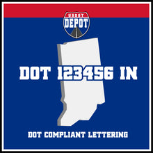 Load image into Gallery viewer, USDOT Number Sticker Decal Lettering Indiana (2-Pack)
