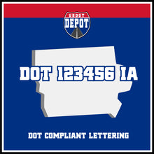 Load image into Gallery viewer, USDOT Number Sticker Decal Lettering Iowa (2-Pack)