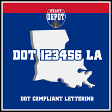 Load image into Gallery viewer, USDOT Number Sticker Decal Lettering Louisiana (2-Pack)