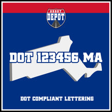Load image into Gallery viewer, USDOT Number Sticker Decal Lettering Massachusetts (2-Pack)
