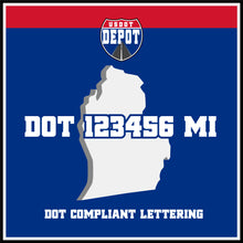 Load image into Gallery viewer, USDOT Number Sticker Decal Lettering Michigan (2-Pack)
