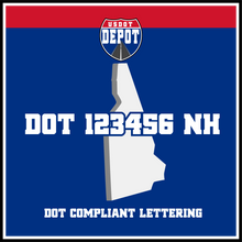 Load image into Gallery viewer, USDOT Number Sticker Decal Lettering New Hampshire (2-Pack)