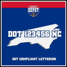 Load image into Gallery viewer, USDOT Number Sticker Decal Lettering North Carolina (2-Pack)