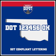 Load image into Gallery viewer, USDOT Number Sticker Decal Lettering Oklahoma (2-Pack)