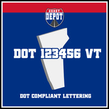 Load image into Gallery viewer, USDOT Number Sticker Decal Lettering Vermont (2-Pack)