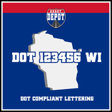Load image into Gallery viewer, USDOT Number Sticker Decal Lettering Wisconsin (2-Pack)