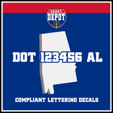 Load image into Gallery viewer, USDOT Number Sticker Decal Lettering Alabama (2-Pack)
